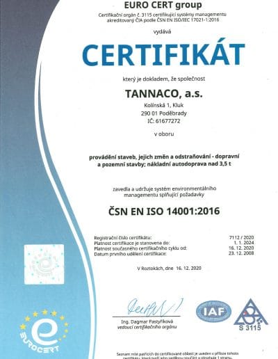 Certifikát ISO 14001